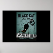 Black Cat Jazz Bar Funny Black Cat Playing Piano Poster (Voorkant)