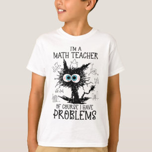 Black Cat Kat Ik ben een Wiskunde docent Natuurlij T-shirt