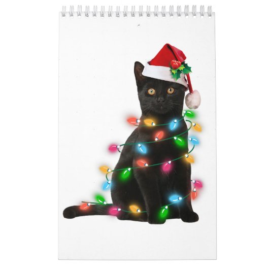 Black Cat kerst lichthemd grappig kattenliefhebber Kalender (Hoes)
