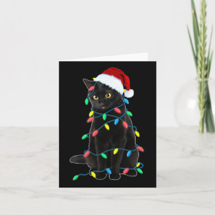 Black Cat Kerstboom Lights Fun Santa Kitten L Kaart