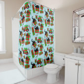 Black Cat kerstcadeaus Douchegordijn (In situ)