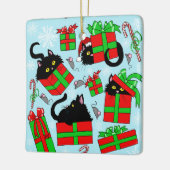 Black Cat kerstcadeaus Keramisch Ornament (Links)