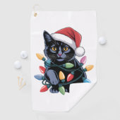 Black Cat-kerstlampjes Funny Cat Lover Golfhanddoek (Insitu)