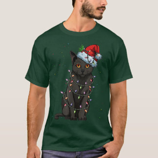 Black Cat kerstlampjes T Funny Cat Lover Chris T-shirt