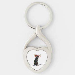 Black Cat Kerstlight Funny Cat Lover Xmas Sleutelhanger