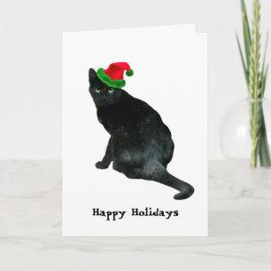 Black Cat Kerstman Kaart