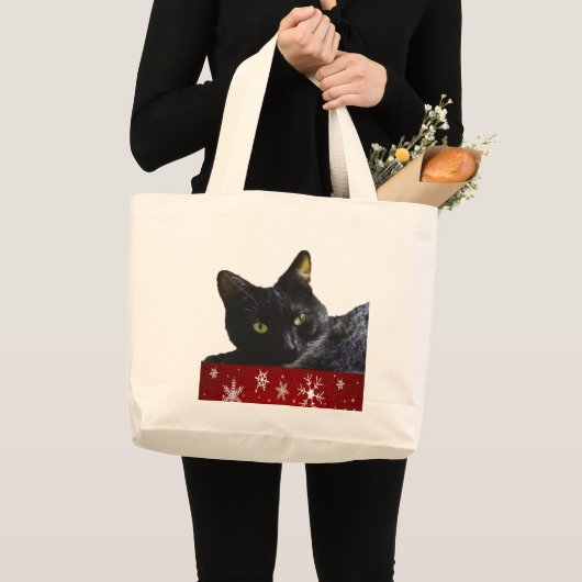 Black Cat Kerstmis Jumbo Canvas tas (Voorkant (product))