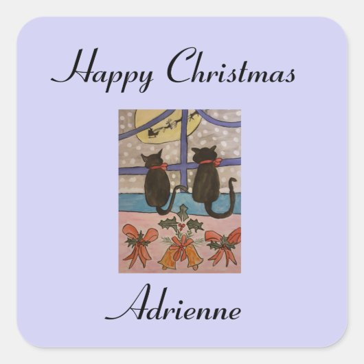 Black Cat Kerstmis - Stickers op maat (Voorkant)