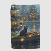 Black Cat kerstvakantie Golfhanddoek (Voorkant)