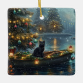 Black Cat kerstvakantie Keramisch Ornament (Voorkant)