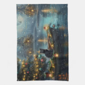 Black Cat kerstvakantie Theedoek (Verticaal)