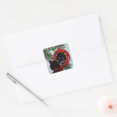 Black Cat Kerstvakantie Vierkante Sticker (Envelop)