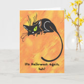 Black Cat Kinder Halloween-kaart Kaart (Gele Bloem)