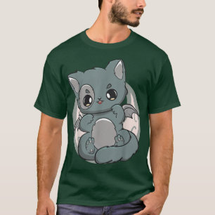 Black Cat Kitten Cute Chibi Anime Neko Pastel Goth T-shirt