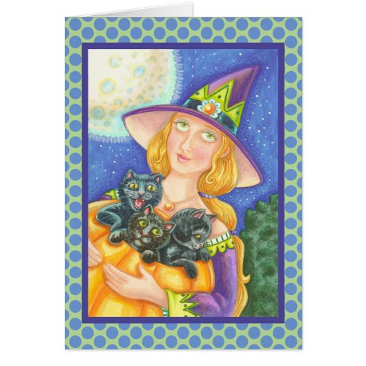 BLACK CAT KITTENS & WITCH WENSKAART Verse (Voorkant)