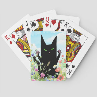 Black Cat Lente Koorts: Kitty en Bloemen Pokerkaarten