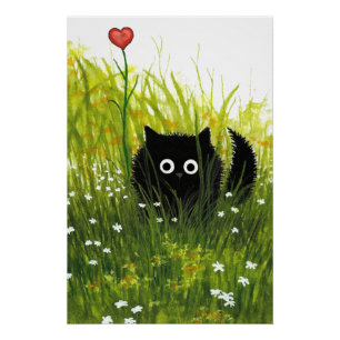 Black Cat Love Poster van Bihrle Perfect Poster