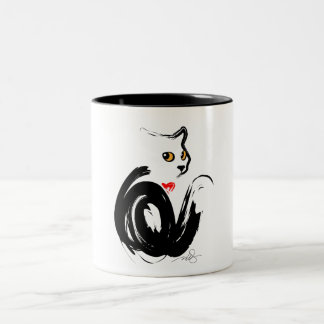 Black Cat Love Tweekleurige Koffiemok