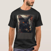 Black Cat Love vlinder T-shirt (Voorkant)