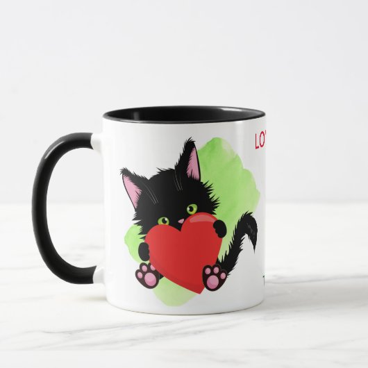 Black Cat Love You Maman Mug (Gauche)
