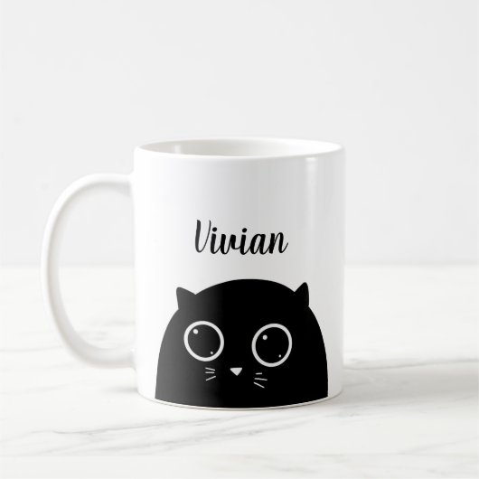 Black Cat Lover Custom Name Mok (Links)