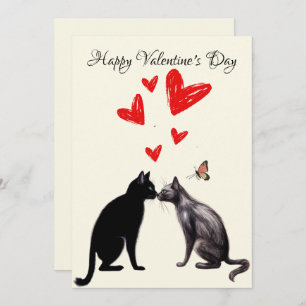 Black Cat Lover Hart Valentijnsdag Bedankkaart