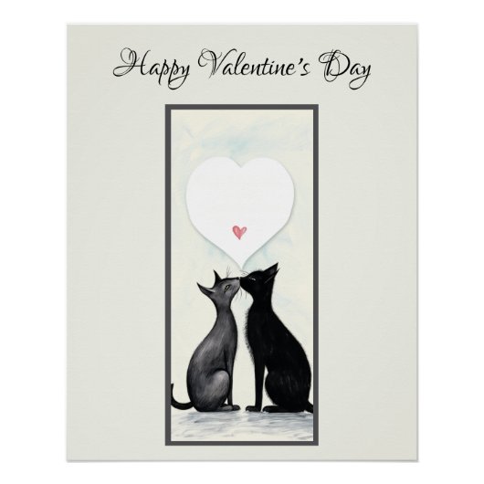 Black Cat Lover Hart Valentijnsdag No2 Perfect Poster (Voorkant)