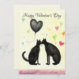 Black Cat Lover Hart Valentijnsdag No3 Bedankkaart