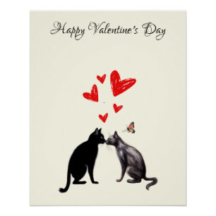 Black Cat Lover Hart Valentijnsdag Perfect Poster