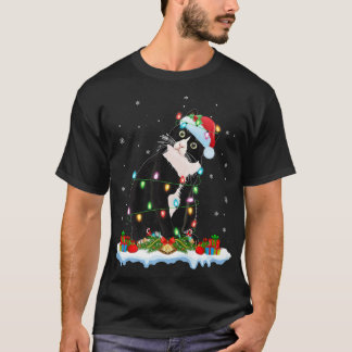 Black Cat Lover Xmas licht Santa Black Cat Christu T-shirt