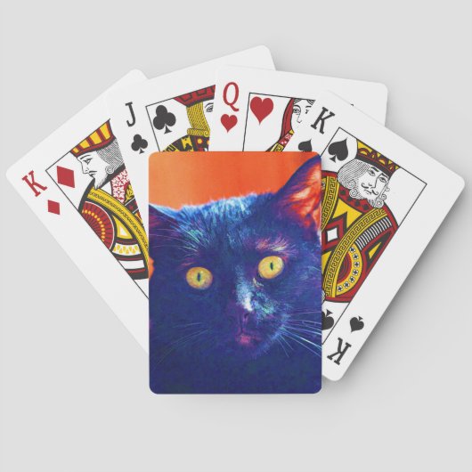 Black Cat Lucky Feline Cat Art Pokerkaarten (Achterkant)