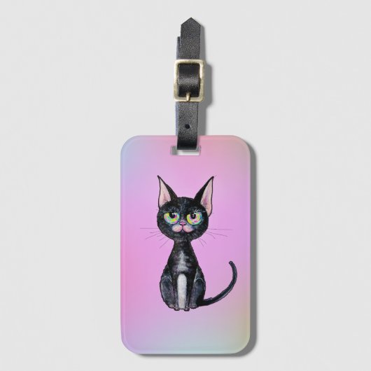 Black Cat Luggage Tag Bagagelabel (Voorkant (verticaal))