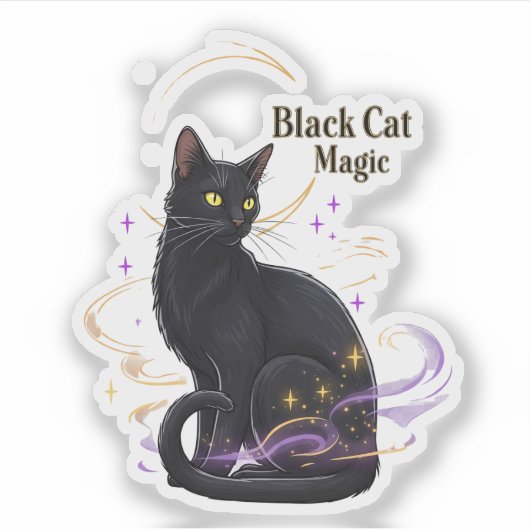 Black Cat Magic - Sticker en vinyle d'Halloween my (Devant)