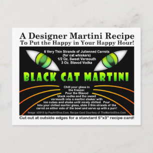 Black Cat Martini Recept Briefkaart voor Halloween