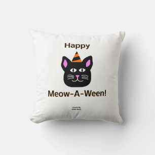 Black Cat Meow-A-Ween Square Sierkussen