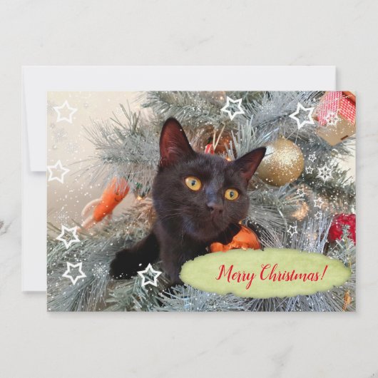 Black Cat Merry kerst Bedankkaart (Voorkant)