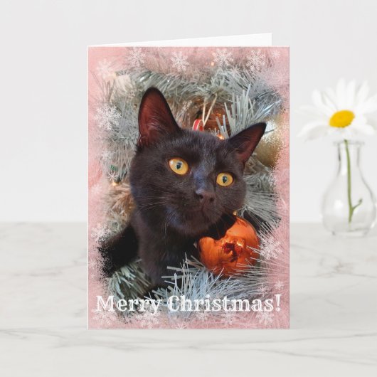 Black Cat Merry kerst Kaart (Kleine Plant)