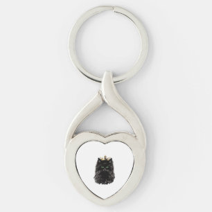 Black Cat met een Crown DIgital Art Sleutelhanger