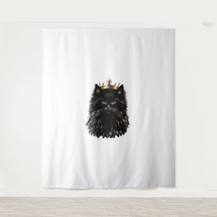 Black Cat met een Crown DIgital Art Wandkleed