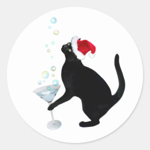 Black Cat met Martini Stickers