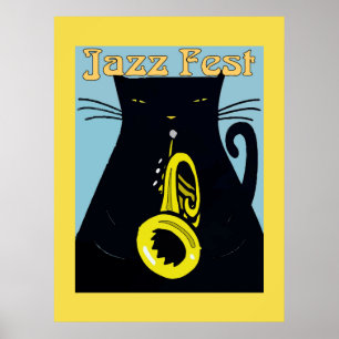 Black Cat met Trumpet Poster