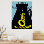 Black Cat met Trumpet-Poster Poster (Keuken)