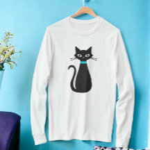 Black Cat Mid-Century Modern T-shirt met lange mou