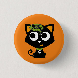 Black Cat Mmm Snoep Halloween Ronde Button 3,2 Cm