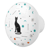 Black Cat Modern Mid Century Retro Atomic Keramische Knop (Rechts)