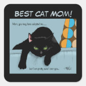 Black Cat Moederdag Vierkante Sticker (Voorkant)