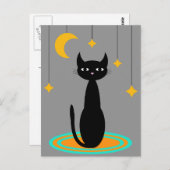 Black Cat Moon Briefkaart (Voorkant / Achterkant)