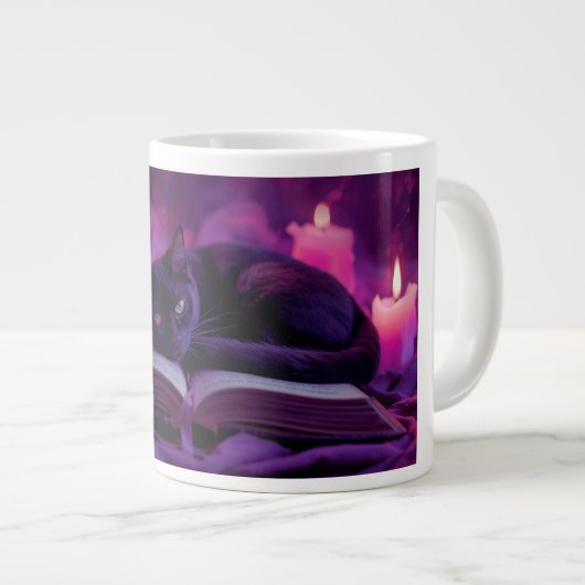 Black Cat Mug | Witchy Candlelight Coffee Cup (Devant droit)