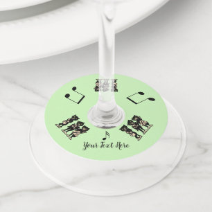 Black Cat Muzikanten Instrumenten Muzieknoten Groe Wijnglaslabel