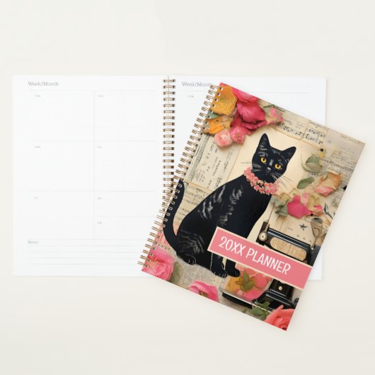 Black Cat naaimachine retro collage Planner (Display)